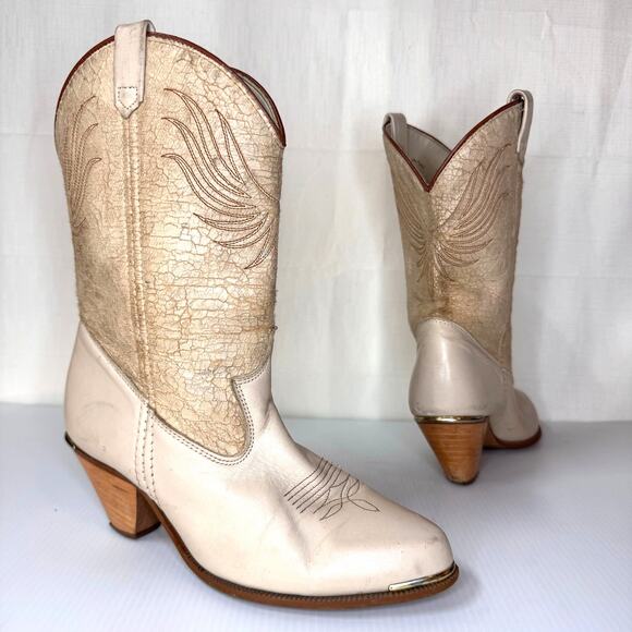 dingo Shoes - Vintage Dingo Cowboy Boot Size 6.5 Western Cowgirl Neutral Festival Boho Country